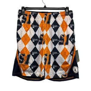 Flow Society Team 91 Lacrosse Shorts Mens Small Orange Navy Argyle 5A89QP034 NWT
